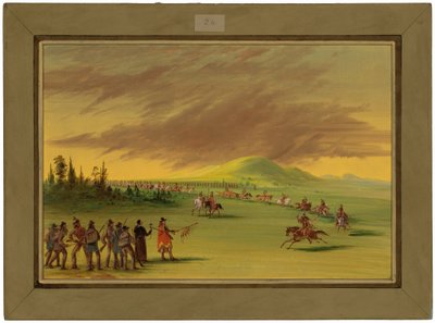 La Salle möter en krigsgrupp av Cenis-indianer på en prärie i Texas. 25 april 1686 av George Catlin