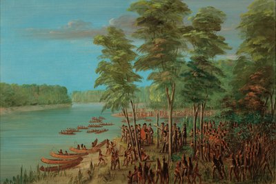La Salle tar landet i besittning vid munnen av Arkansas. 10 mars 1682, 18471848. av George Catlin