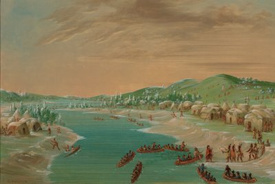 La Salle och Party anländer till Village of the Illinois. 1 januari 1680, 18471848. av George Catlin