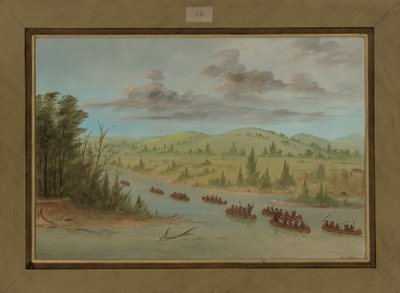 La Salles fest kommer in i Mississippi i kanoter, 6 februari 1682, 1847-48 av George Catlin