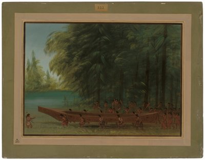 Sjösättning av en kanot - Nayas indianer av George Catlin