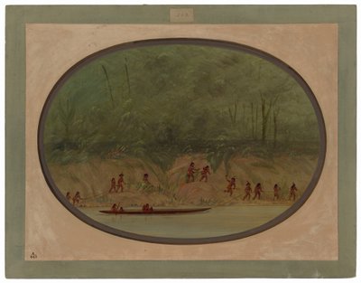 Lenguaindianer som färdas uppför forsarna i Río Uruguay av George Catlin