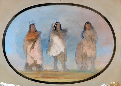 Little Bear, Steep Wind, The Dog; Tre framstående krigare från Sioux-stammen av George Catlin