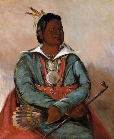 Mó-sho-la-túb-bee, den som släcker och dödar, stammens hövding av George Catlin