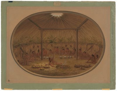 Mandan-ceremonin - vattnet sjunker ner av George Catlin