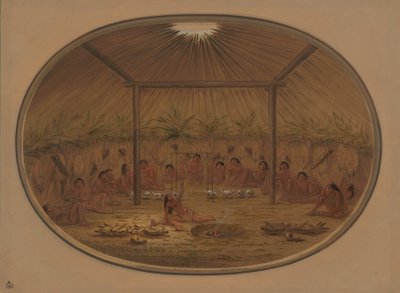 Mandan-ceremonin - vattnet sjunker ner, 18611869. av George Catlin