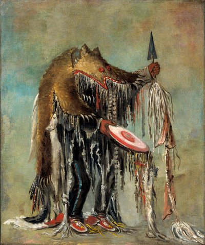 Medicinmannen utför sina mysterier på en döende man av George Catlin