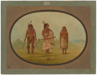 Mohave Chief, en krigare och hans fru av George Catlin