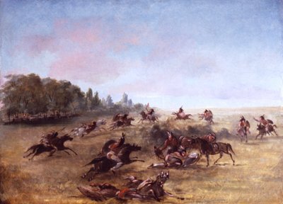 Mounted War Party söker igenom en snårskog av George Catlin