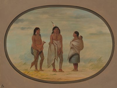 Nayas indianhövding, hans fru och en krigare, 18551869. av George Catlin