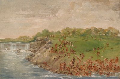 Ojibwa tar sig runt vattenfallen vid St. Anthony av George Catlin