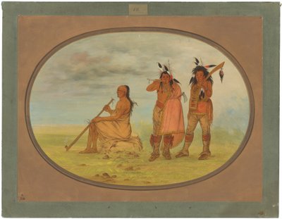 Gammal menomoniehövding med två unga friare av George Catlin