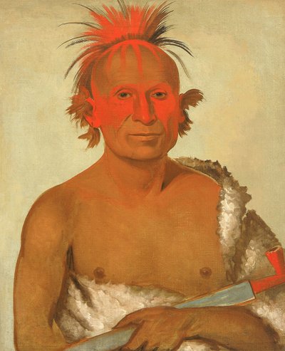 Pash-ee-pa-hó, Lilla Stickande Hövdingen, den yngre, en av Black Hawks tappra män av George Catlin
