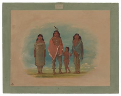 Patagonhövdingen, hans bror och dotter av George Catlin