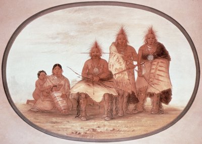 Pawnee Warriors, ca 1832 (litho i färg) av George Catlin