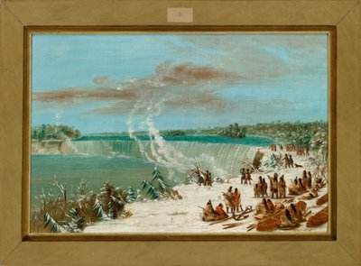 Portage runt Niagarafallen vid Table Rock av George Catlin