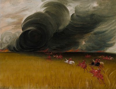 Bränning av prärieängar av George Catlin