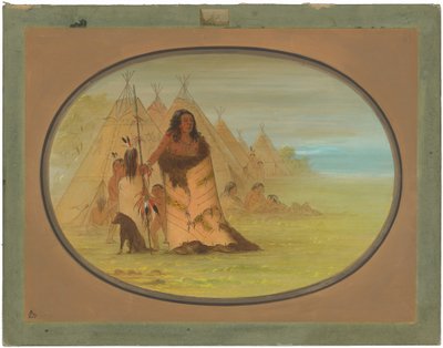 Puncah Chief omgiven av sin familj av George Catlin