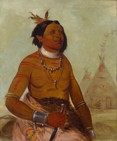 Quáy-hám-kay, stenskal, en modig av George Catlin