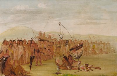 Självtortyr i en religiös ceremoni hos siouxerna av George Catlin