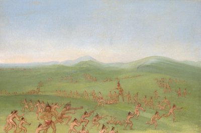 Sham Fight, Mandan Boys av George Catlin