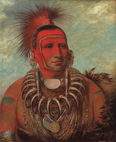 Shon-ta-yi-ga, Lilla vargen, en känd krigare, 1844-1845. av George Catlin