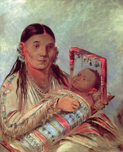Sioux mor och barn, ca 1830 (olja på duk) av George Catlin