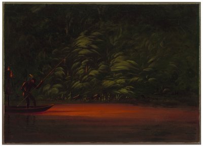 Spjutfiske i fackelljus på Amazonfloden av George Catlin