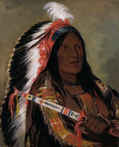 Táh-téck-a-da-háir, Steep Wind, en modig från Bad Arrow Points Band av George Catlin