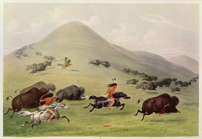 Bøffeljagten, ca. 1832 swed av George Catlin