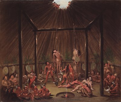 Skärscen, Mandan O-kee-pa-ceremoni av George Catlin