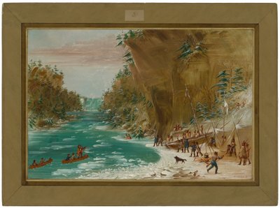 Expeditionen i läger nedanför Niagarafallen. 20 januari 1679 av George Catlin