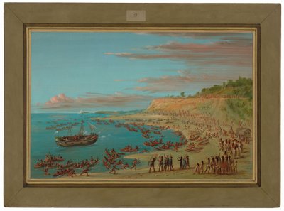 Griffin seglar in i hamnen vid Mackinaw. 27 augusti 1679 av George Catlin