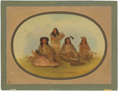 Sioux-hövdingen med flera indianer av George Catlin
