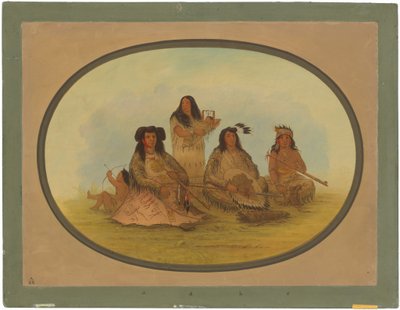 Siouxhövdingen med flera indianer av George Catlin