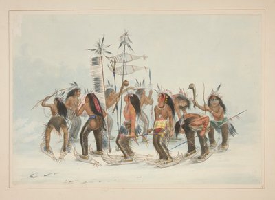 Snöskodansen, pl. 14 från North American Indian Portfolio av George Catlin