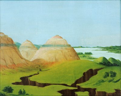De tre kupolerna, Clay Bluffs 15 mil ovanför Mandan Village av George Catlin