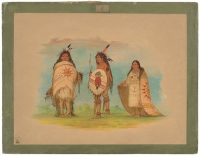 Tre Riccarree-indianer av George Catlin