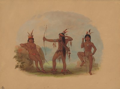 Tre Woyaway-indianer, 18541869. av George Catlin