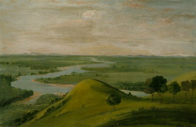 Vy över korsningen mellan Red River och False Washita, i Texas av George Catlin