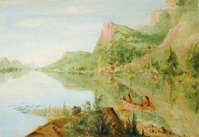 Utsikt över Wisconsin River, Winnebago Shooting Ducks av George Catlin