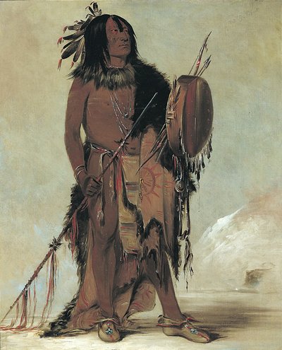 Wún-nes-tou, vit buffel, en åldrad medicinman av George Catlin