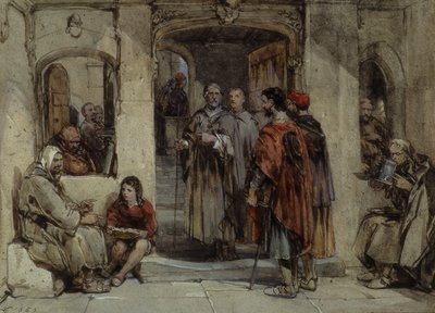 A Scene of Monastic Life, 1850 (wc på papper) av George Cattermole