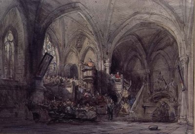 Interiör av en kyrka, Spanien av George Cattermole