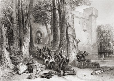 The Siege of Lathom House, 1644, indgraveret af W. Topham swed av George Cattermole