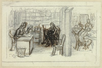 Utsikt över biblioteket av George Cattermole
