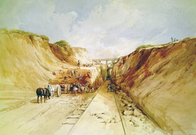 Byggande av en järnvägslinje" av George Childes