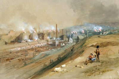 Dowlais Ironworks (akvarell på papper) av George Childs