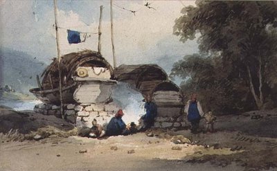 Ett läger vid floden, Kina av George Chinnery