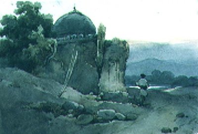 En grav eller del av ett tempel av George Chinnery